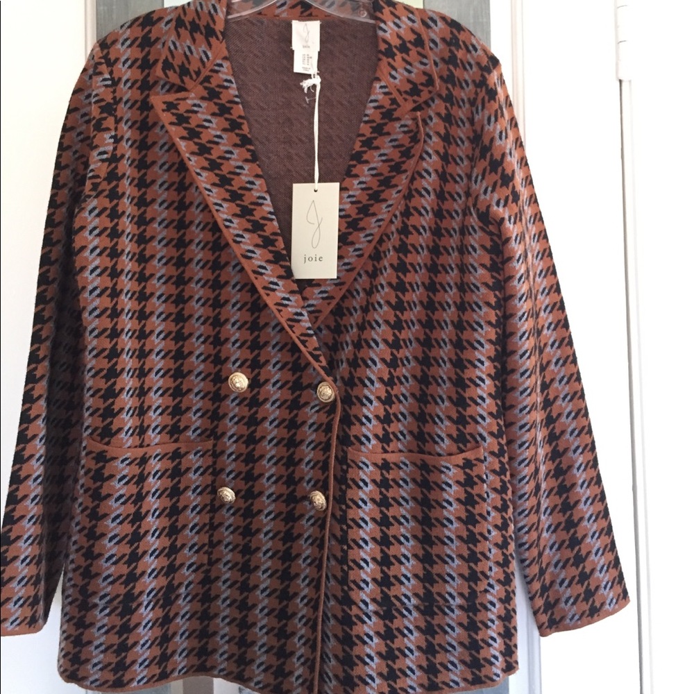 Joie Houndstooth Officecore Blazer Preppy Twee Fall